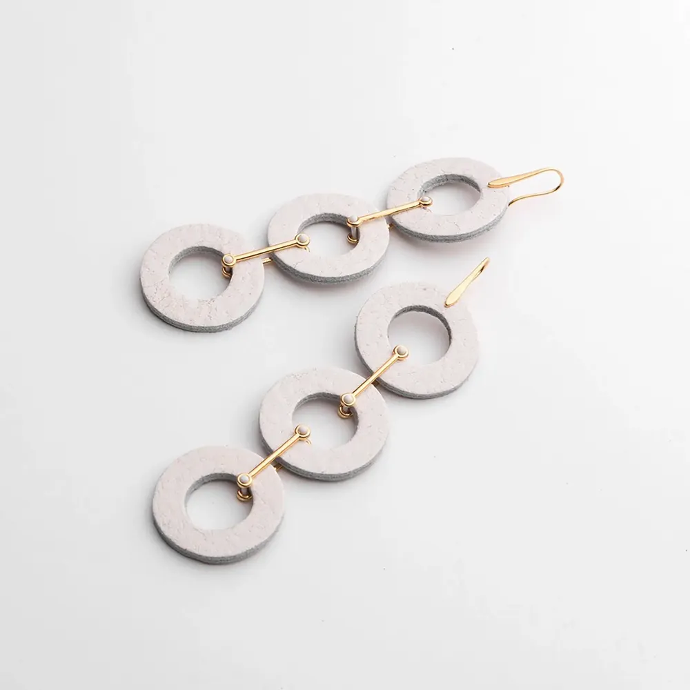 Bijoux - Boucles d'oreilles triples en forme de cercle avec pendule - C.KARAKALPAKI