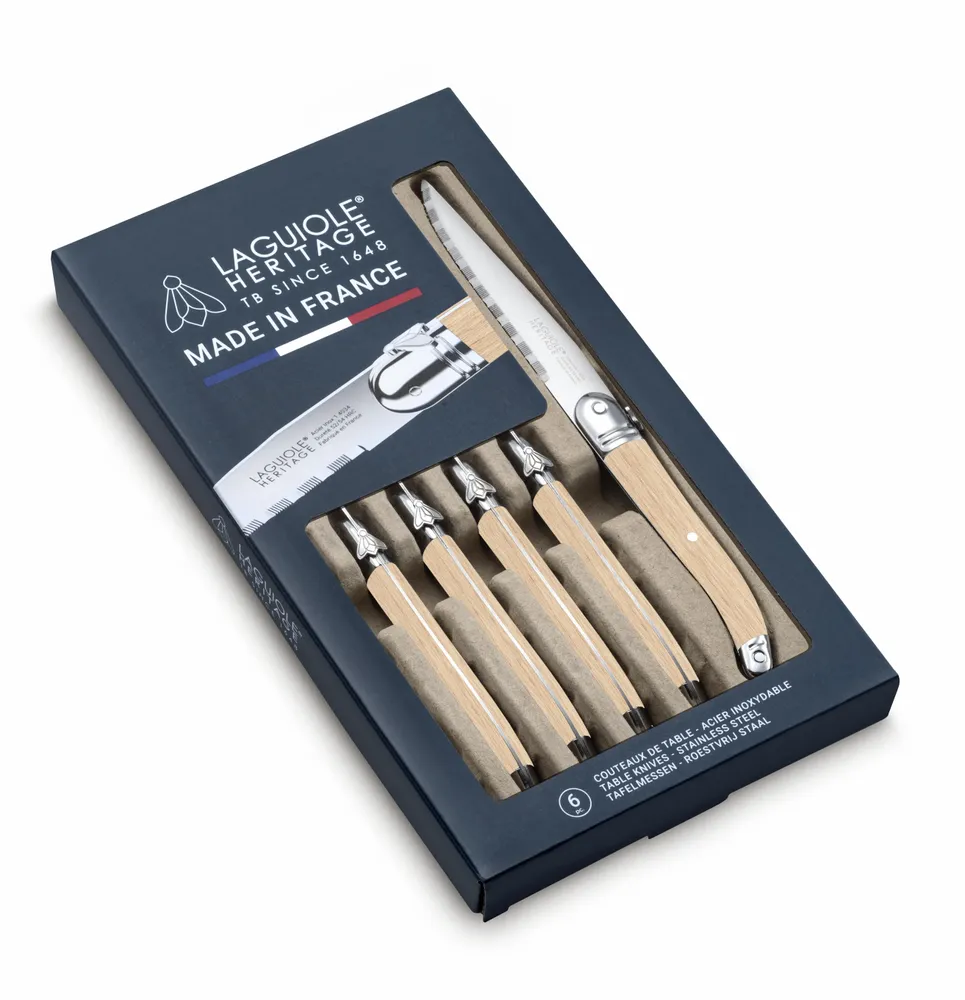 Couteaux - COFFRET DE 6 COUTEAUX LAGUIOLE ACCESS MADE IN FRANCE MANCHE BOIS - TARRERIAS - BONJEAN