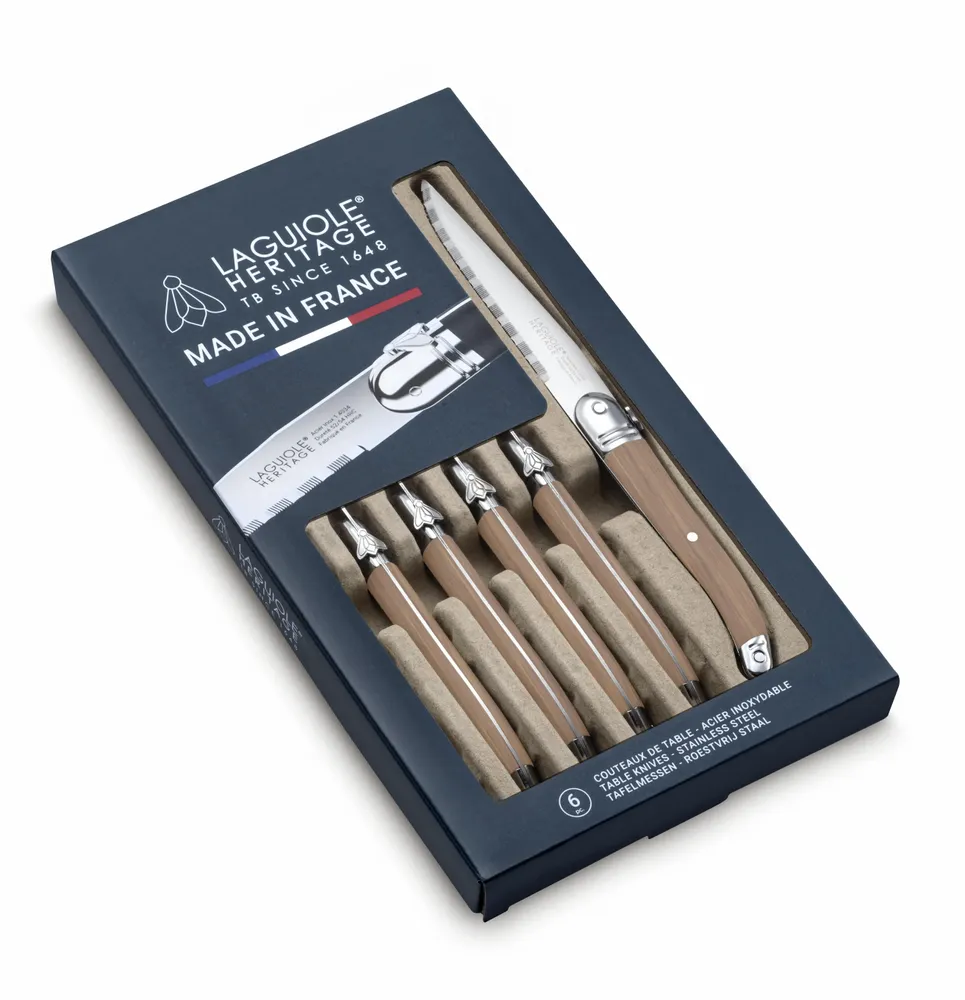 Couteaux - COFFRET DE 6 COUTEAUX LAGUIOLE ACCESS MADE IN FRANCE MANCHE BOIS - TARRERIAS - BONJEAN