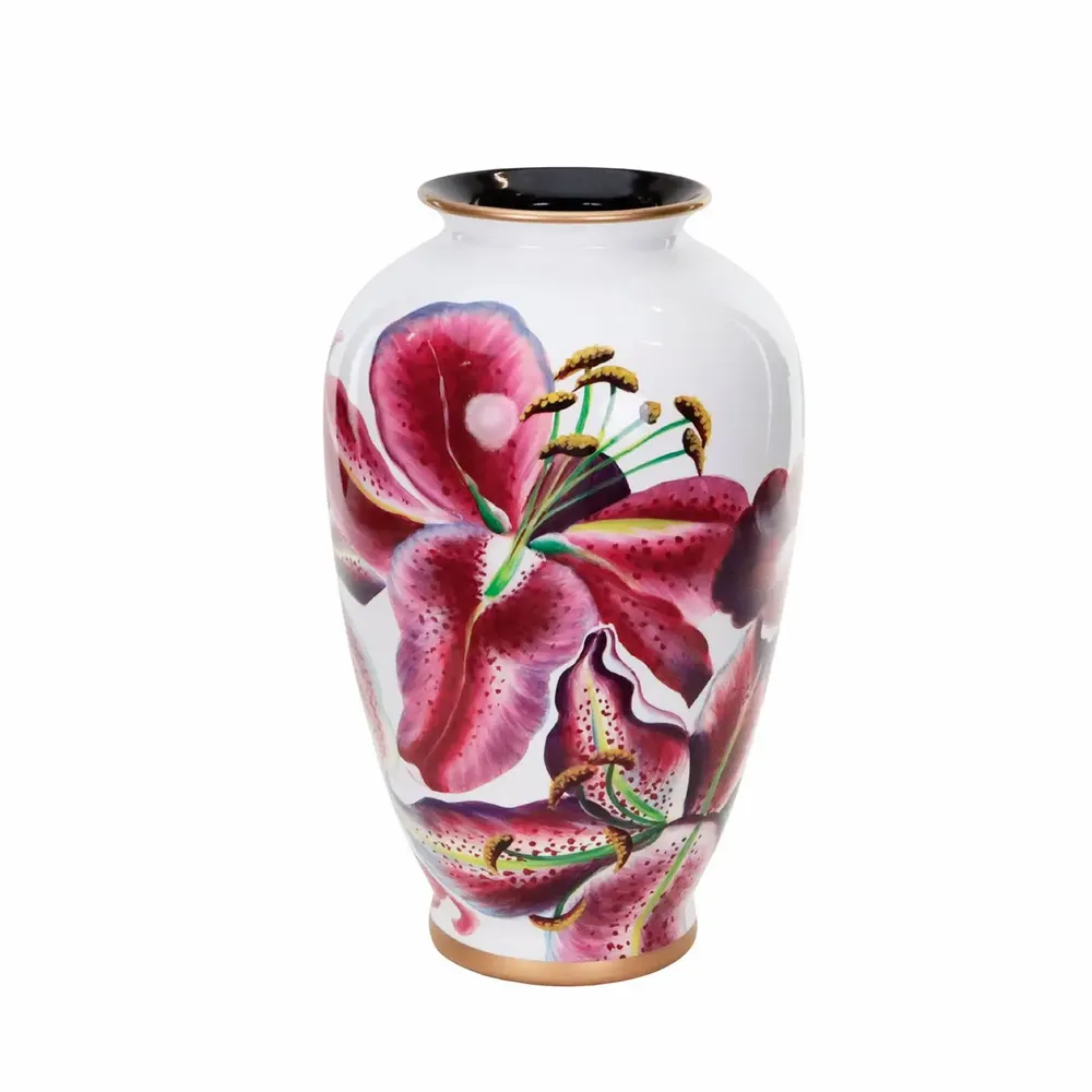 Autres décorations de Noël - PORC.TROP.FLOWER VASE TT PNK/WH 38CM - GOODWILL M&G