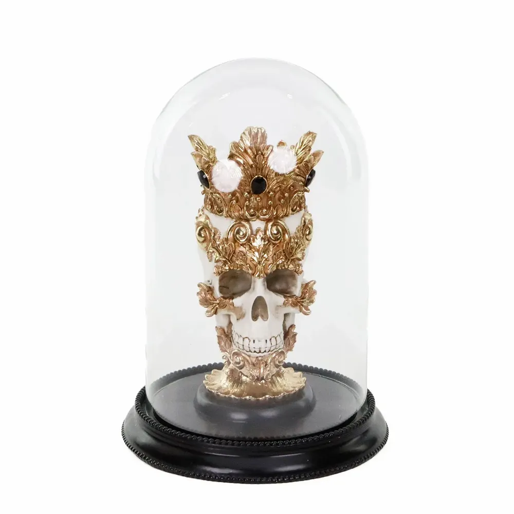 Decorative objects - GLSS SKULL W/CROWN DOME TT GLD/WH/BLK 27CM - GOODWILL M&G