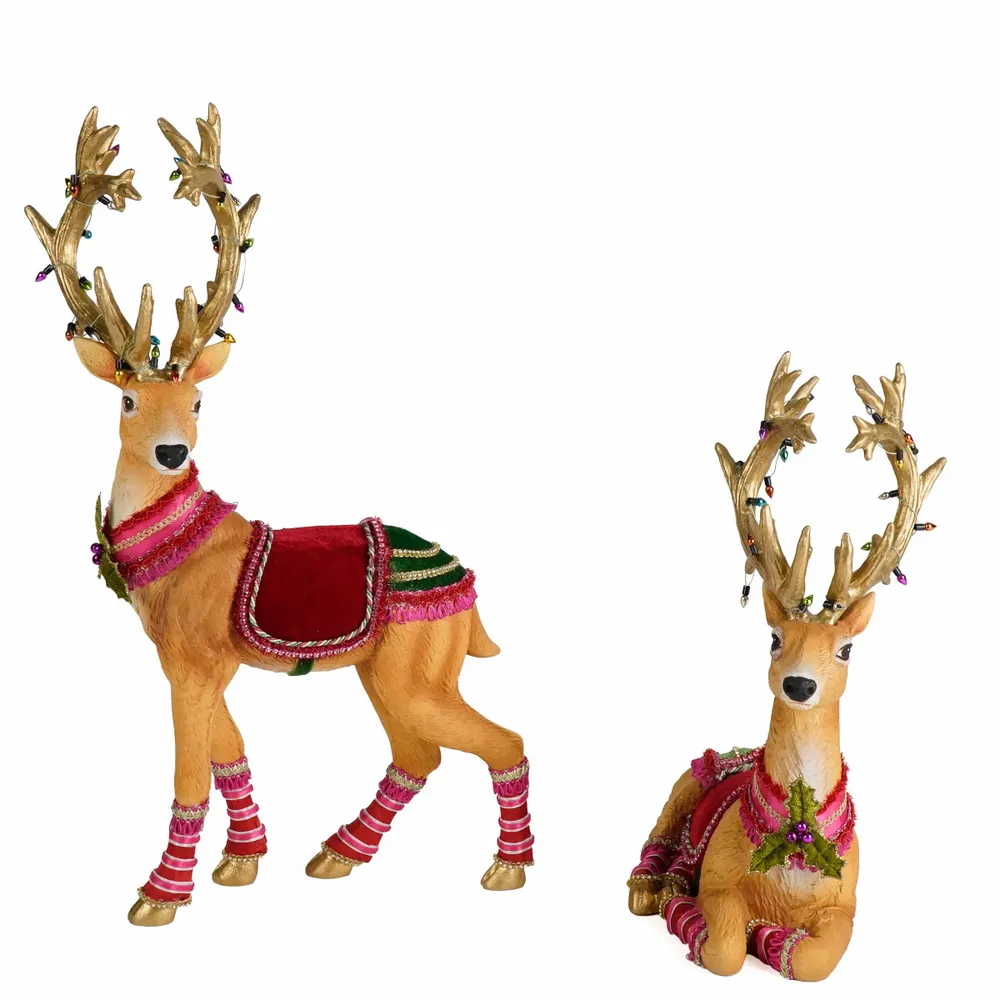 Other Christmas decorations - Marvelous Sitting and Standing Deer Assortment of 2 - GOODWILL M&G