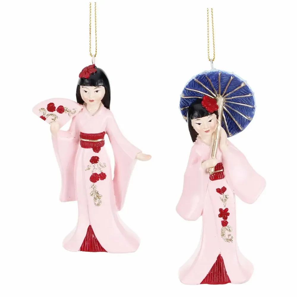 Other Christmas decorations - GEISHA GIRL ORN ASS/2 PNK/RD 12CM - GOODWILL M&G