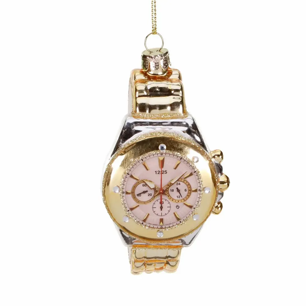 Autres décorations de Noël - GLSS GLT WATCH ORN GLD/CRM/WH 10CM - GOODWILL M&G