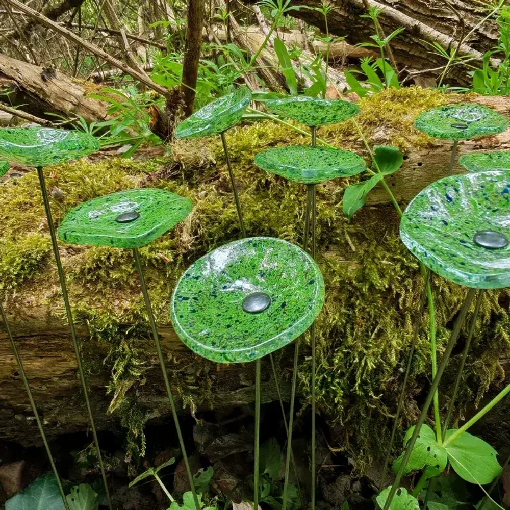 Décorations florales - Petite fleur pour usage extérieur en transparent, vert, bleu foncé - CARNEOL GLASS
