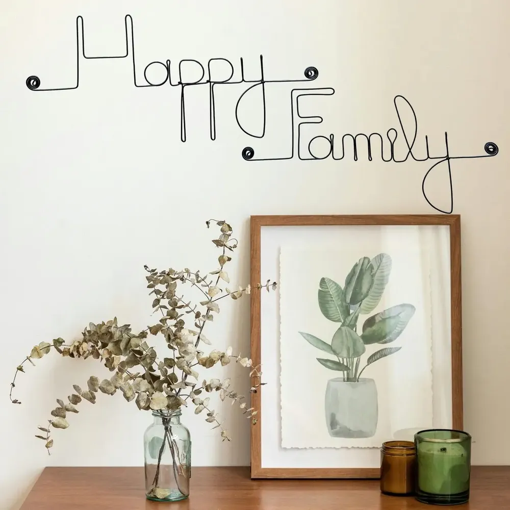 Cadeaux - Happy Family – Déco murale fil de fer handmade - home decor - BIJOUX DE MUR