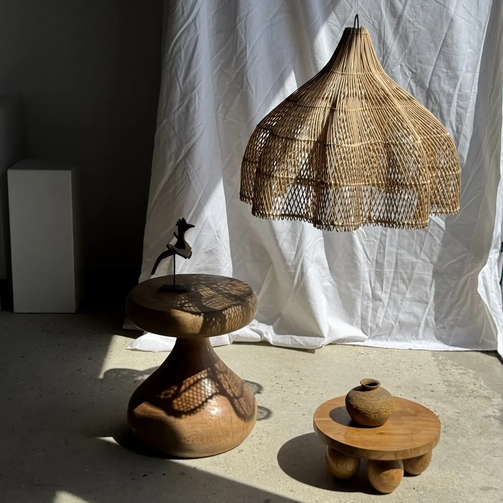 Hanging lights - Suspension, rattan lamp in the shape of a flower, tulip, corolla H:50 - OFFICE OBJETS