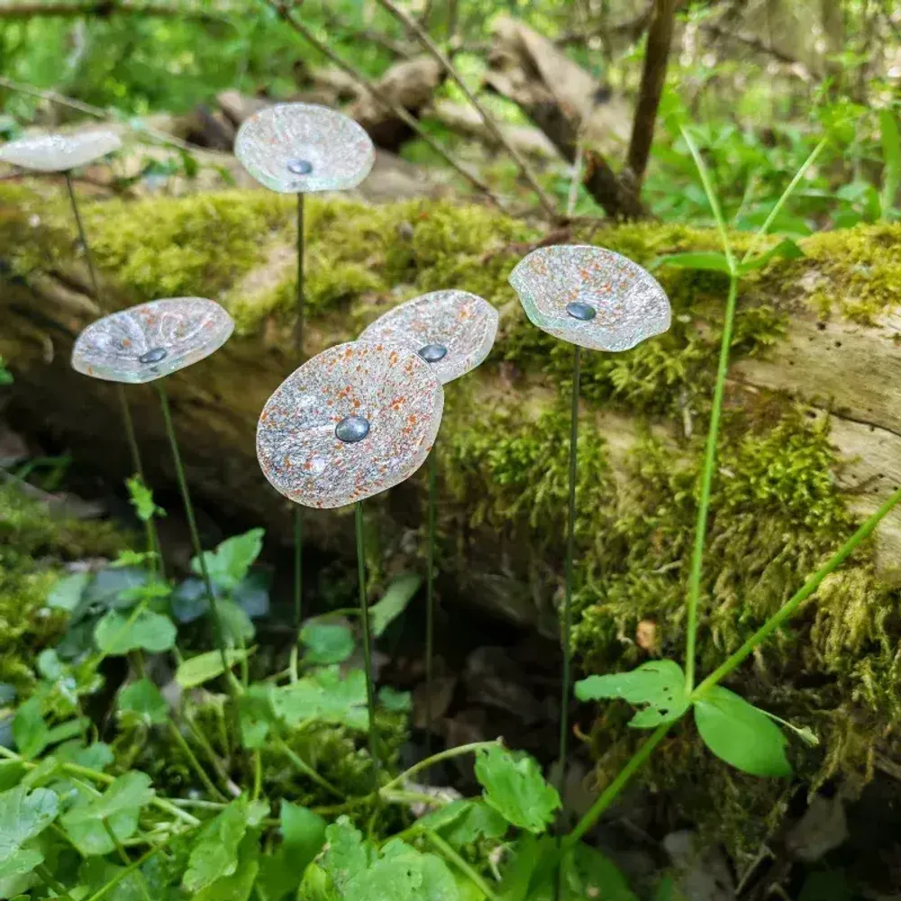 Décorations florales - Petite fleur ronde en verre pour usage extérieur en transparent-orange - CARNEOL GLASS