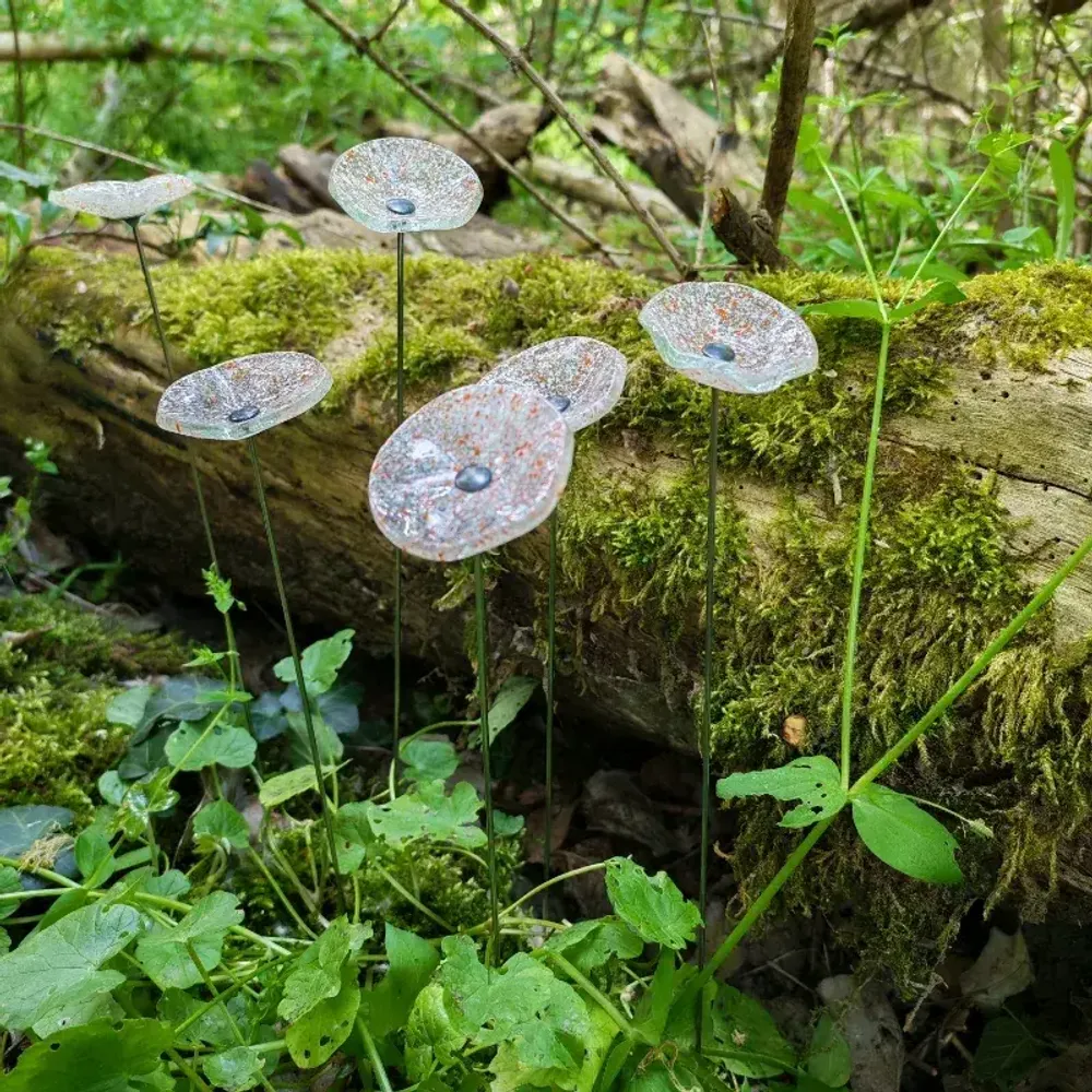 Décorations florales - Petite fleur ronde en verre pour usage extérieur en transparent-orange - CARNEOL GLASS