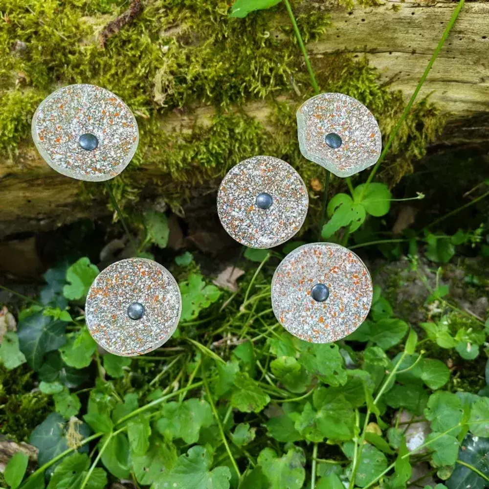 Décorations florales - Petite fleur ronde en verre pour usage extérieur en transparent-orange - CARNEOL GLASS