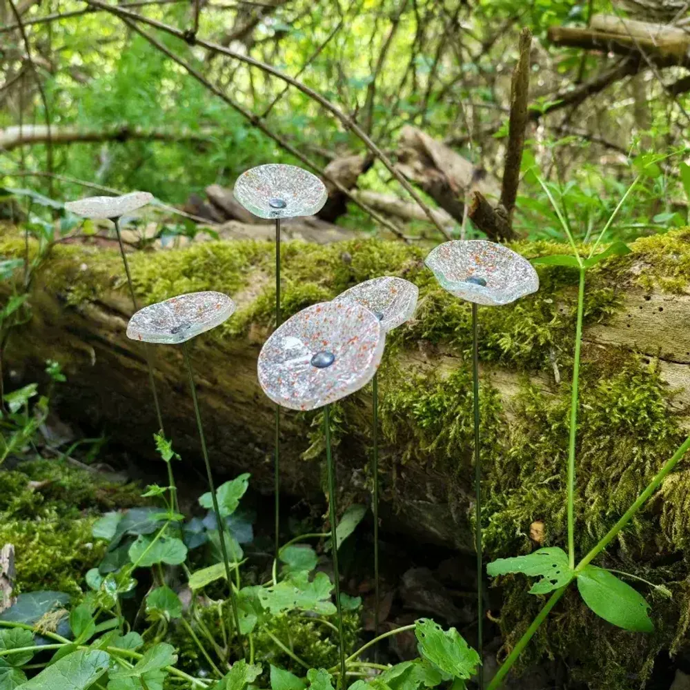 Décorations florales - Petite fleur ronde en verre pour usage extérieur en transparent-orange - CARNEOL GLASS