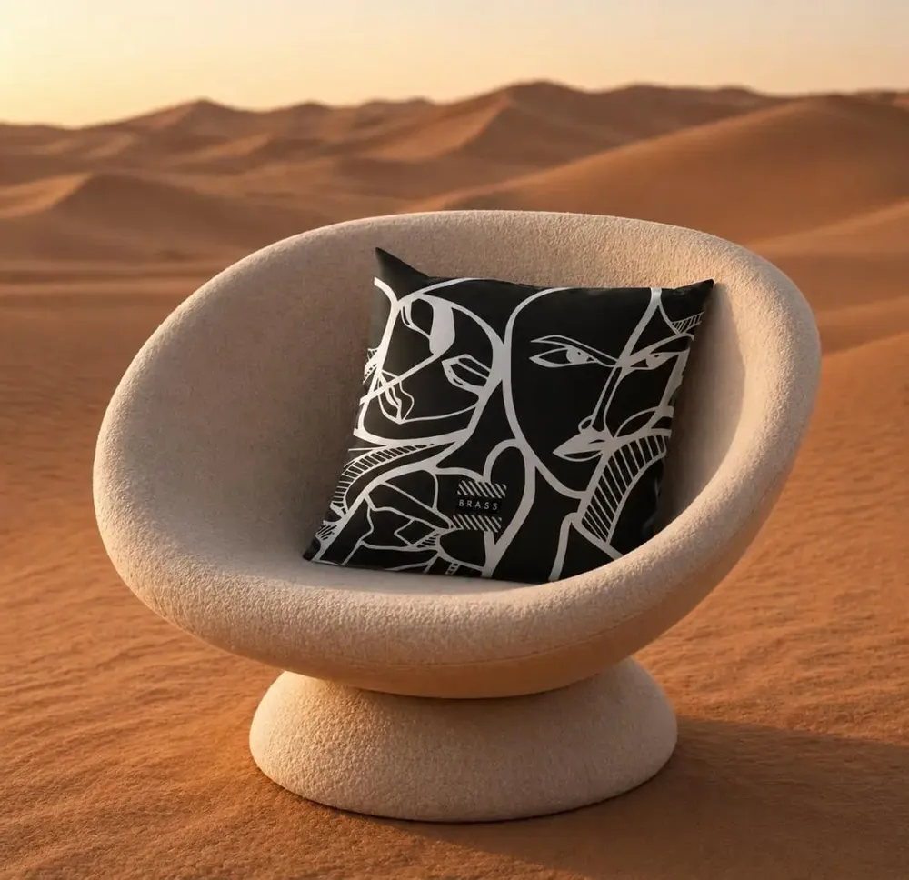 Tissus pour extérieurs - Coussin d'extérieur Black Elongi 60 x 60 - Design by BRASS - ARTDECORIS