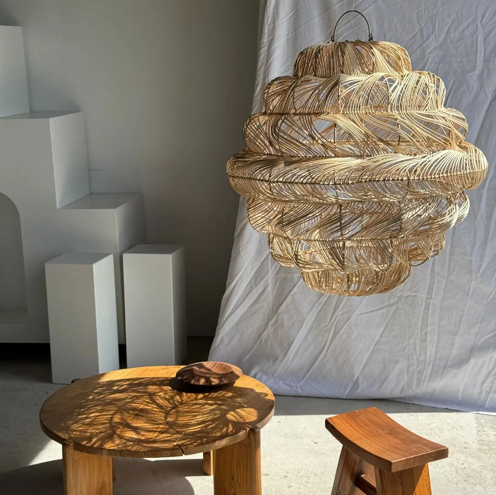 Hanging lights - Rattan suspension or lampshade in spherical shape stretched into layer - OFFICE OBJETS