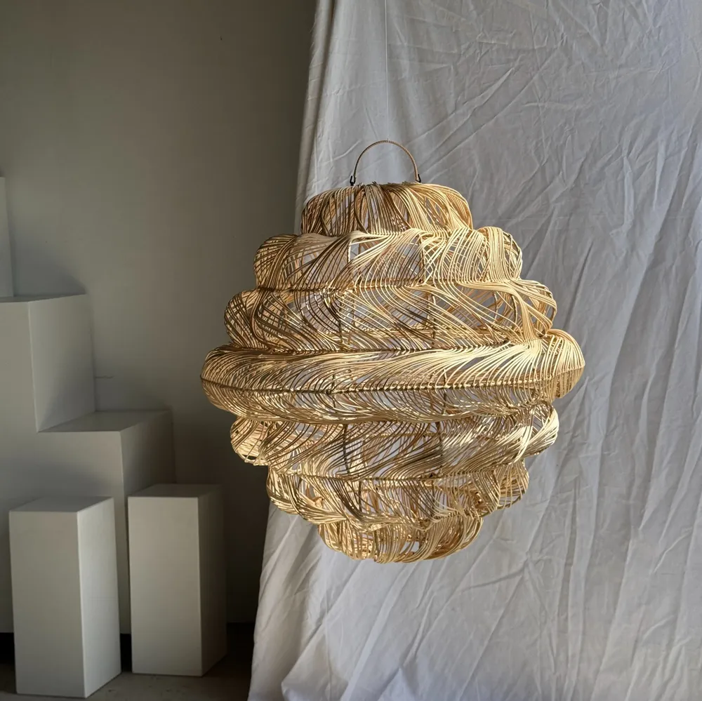 Hanging lights - Rattan suspension or lampshade in spherical shape stretched into layer - OFFICE OBJETS