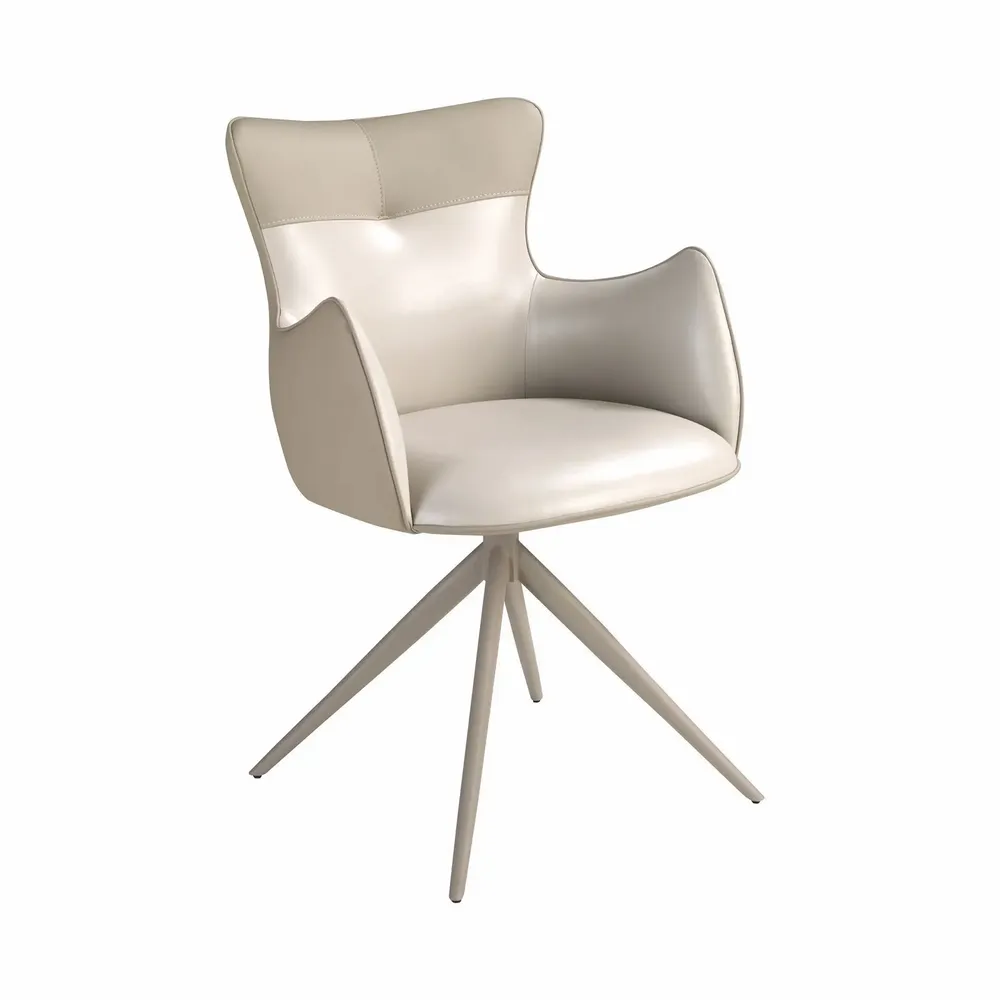 Chairs - Swivel chair in off-white and greige leatherette - ANGEL CERDÁ