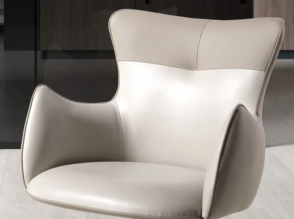 Chairs - Swivel chair in off-white and greige leatherette - ANGEL CERDÁ