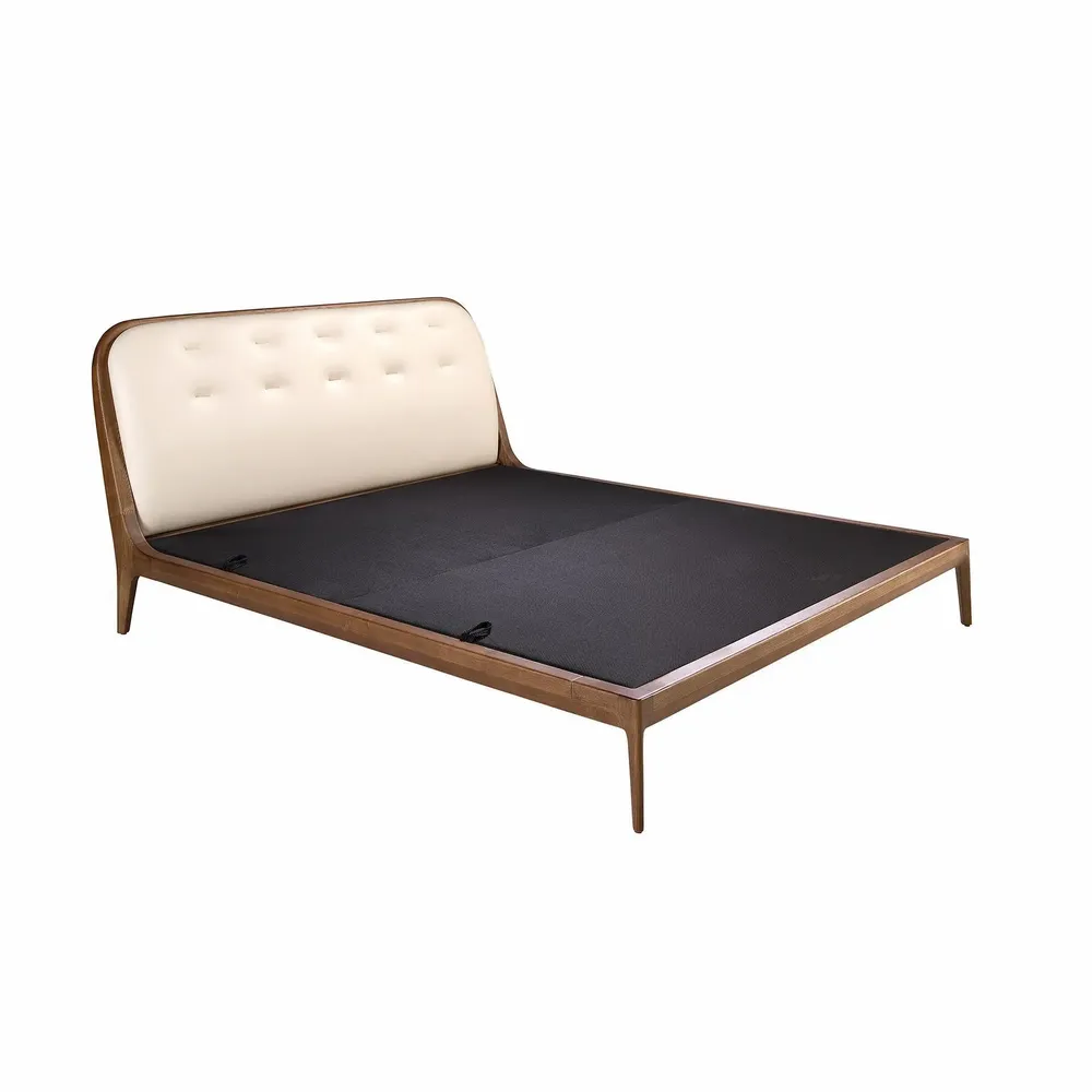 Beds - Bed in sand-coloured leatherette - ANGEL CERDÁ