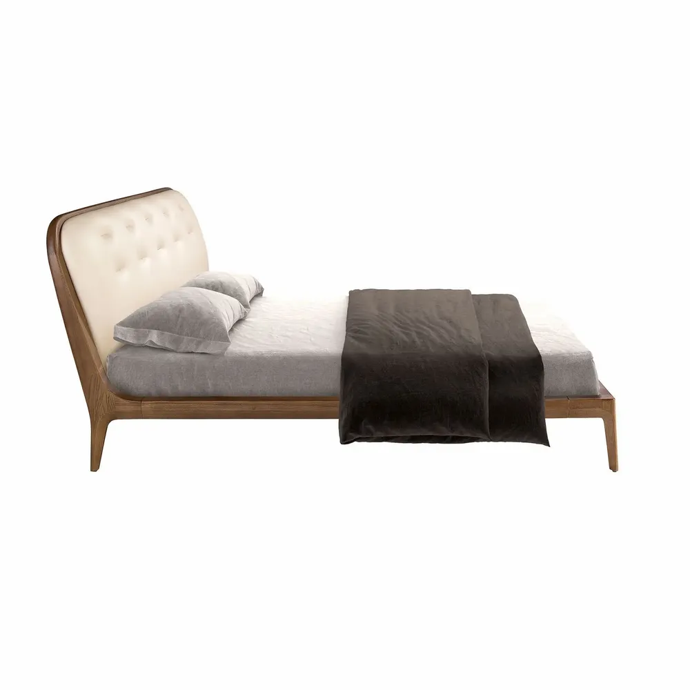 Beds - Bed in sand-coloured leatherette - ANGEL CERDÁ
