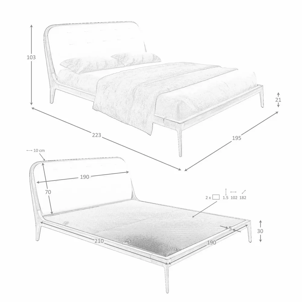 Beds - Bed in sand-coloured leatherette - ANGEL CERDÁ