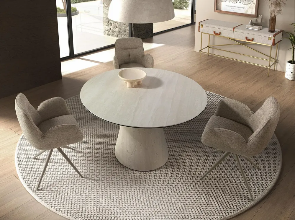 Chairs - Swivel chair in beige fabric - ANGEL CERDÁ