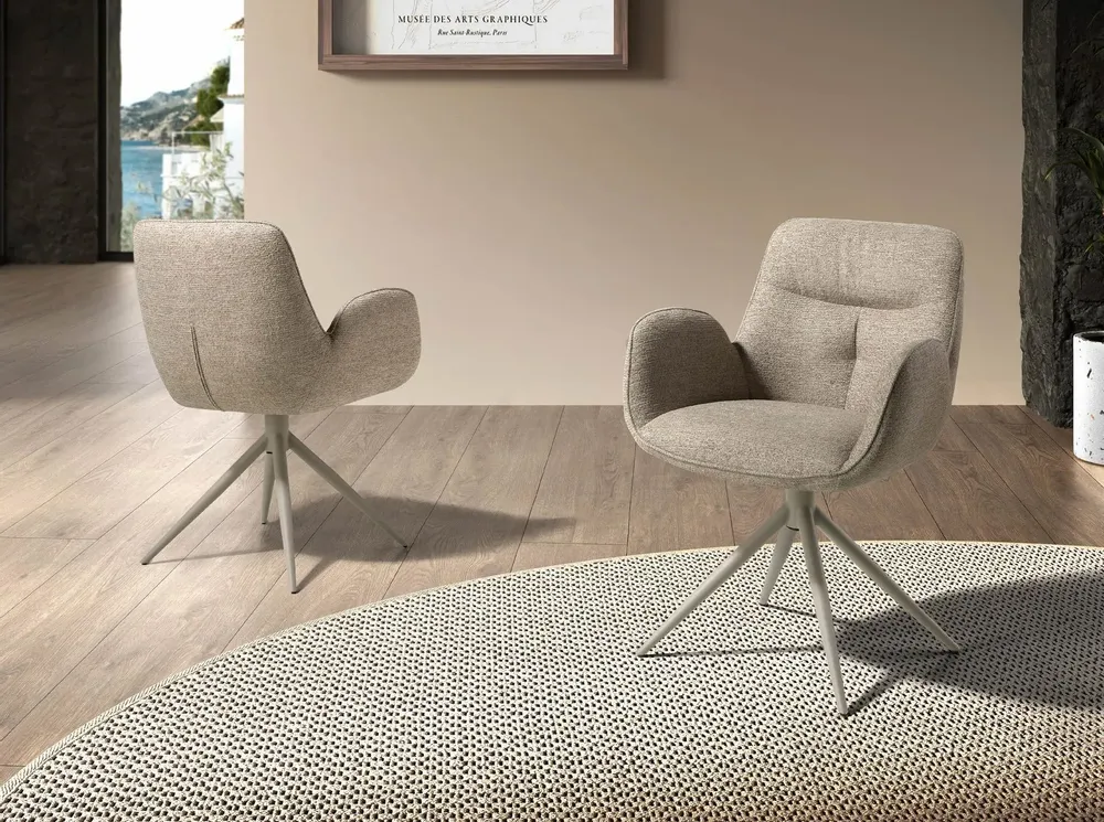 Chairs - Swivel chair in beige fabric - ANGEL CERDÁ