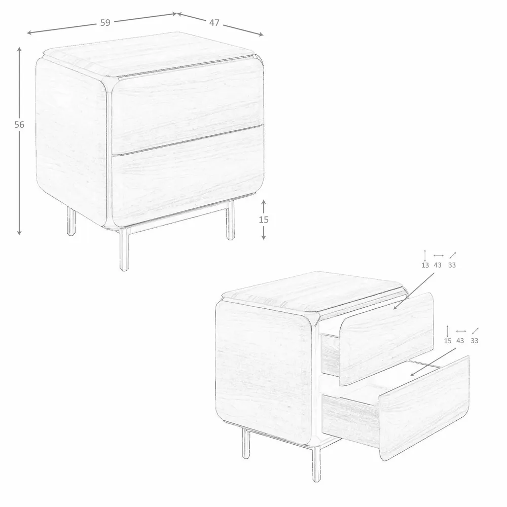 Night tables - Bedside table in walnut, wenge and black steel - ANGEL CERDÁ