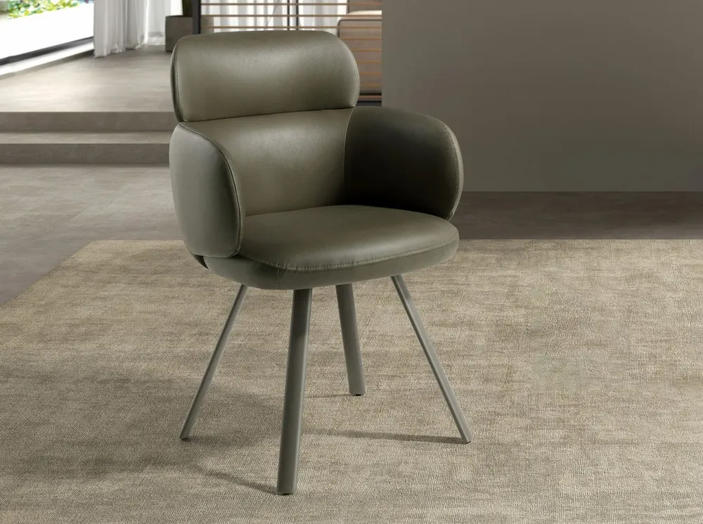 Chaises - Chaise pivotante en similicuir vert olive - ANGEL CERDÁ