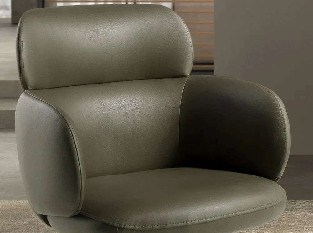 Chaises - Chaise pivotante en similicuir vert olive - ANGEL CERDÁ