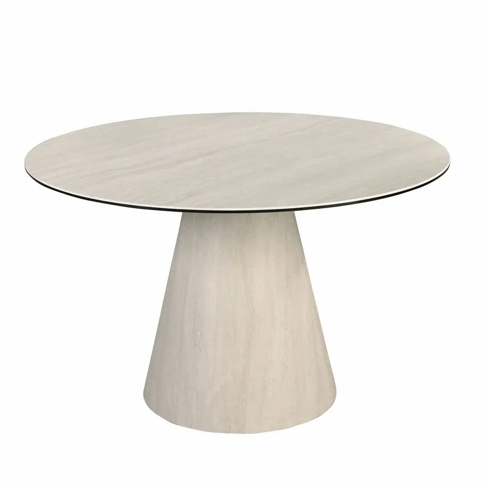 Dining Tables - Round dining table in porcelain marble and wood covered with a flexible porcelain marble sheet - ANGEL CERDÁ