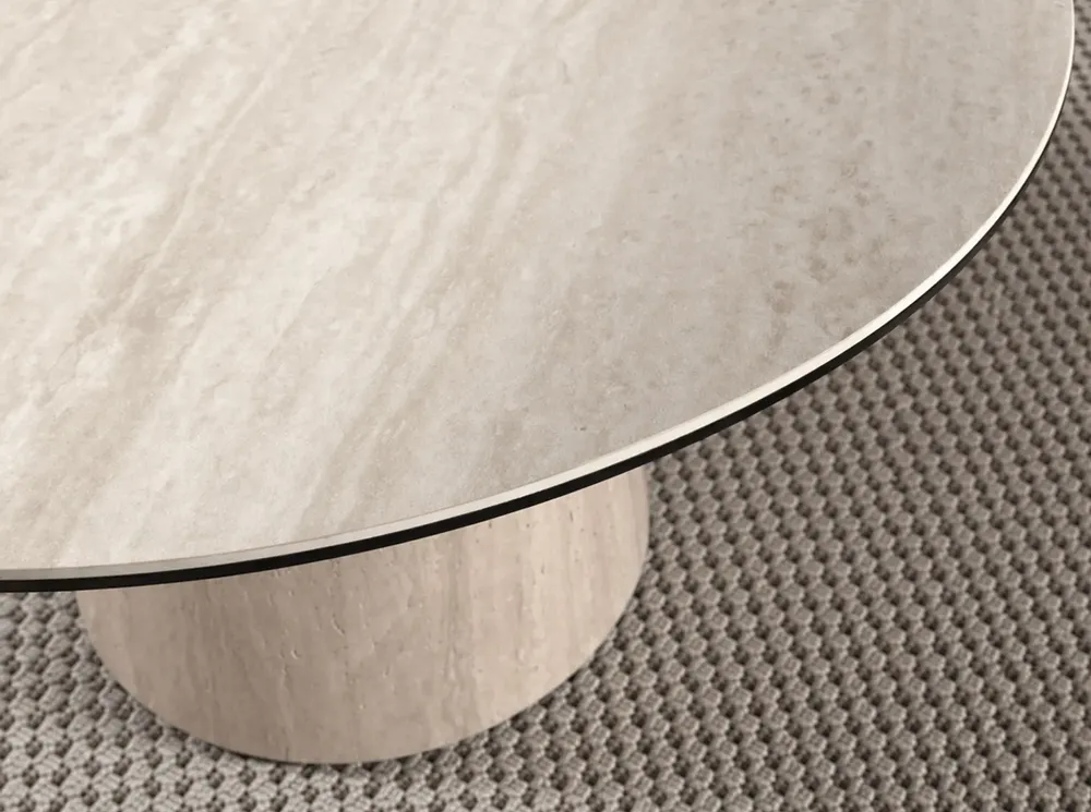 Dining Tables - Round dining table in porcelain marble and wood covered with a flexible porcelain marble sheet - ANGEL CERDÁ