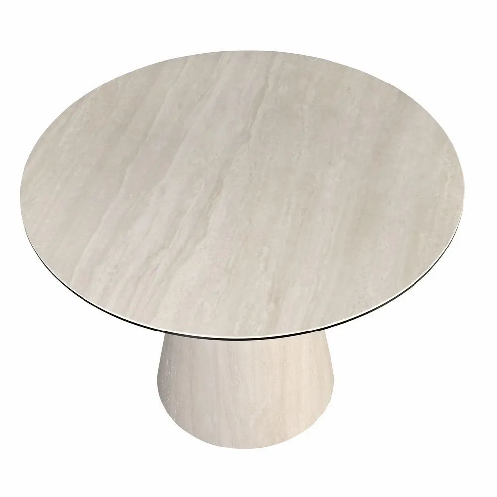 Dining Tables - Round dining table in porcelain marble and wood covered with a flexible porcelain marble sheet - ANGEL CERDÁ
