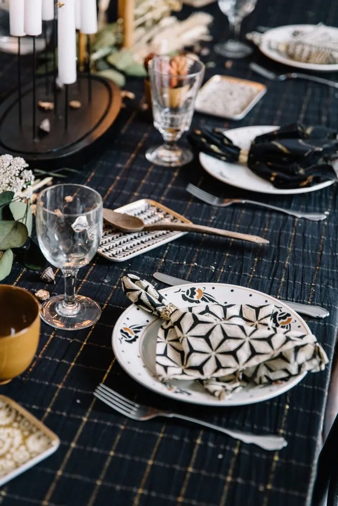 Table linen - Stars carbon towel - BONCOEURS