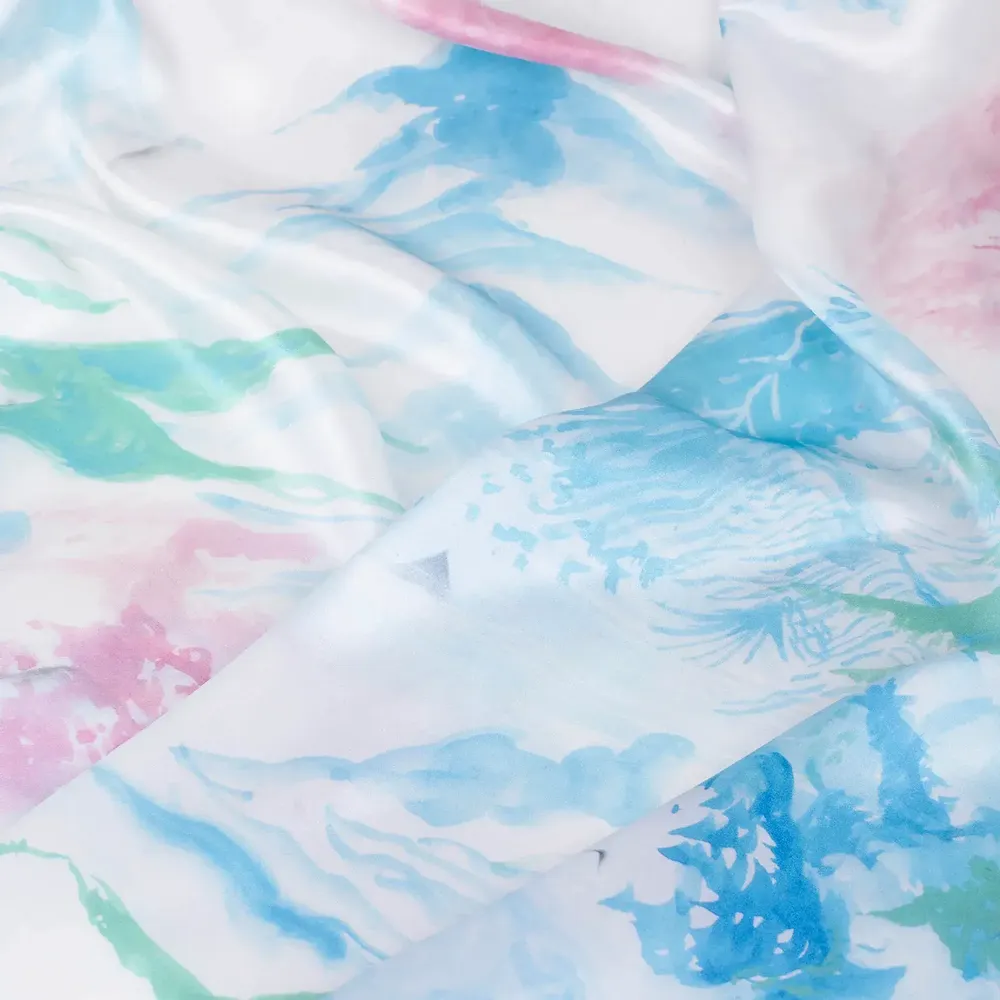 Foulards et écharpes - Foulard en soie Aquarellant les montagnes | 90x90 cm - ELCIELA