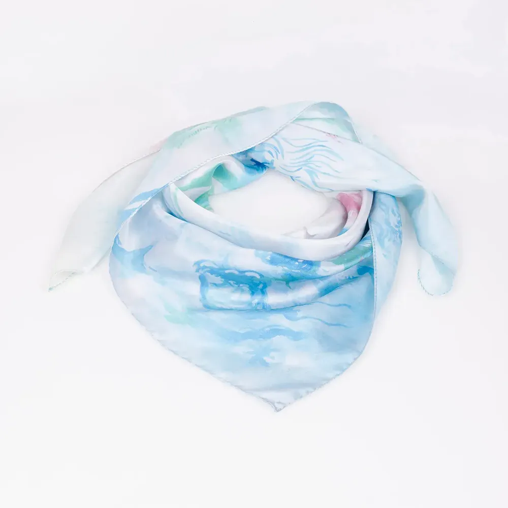 Foulards et écharpes - Foulard en soie Aquarellant les montagnes | 90x90 cm - ELCIELA