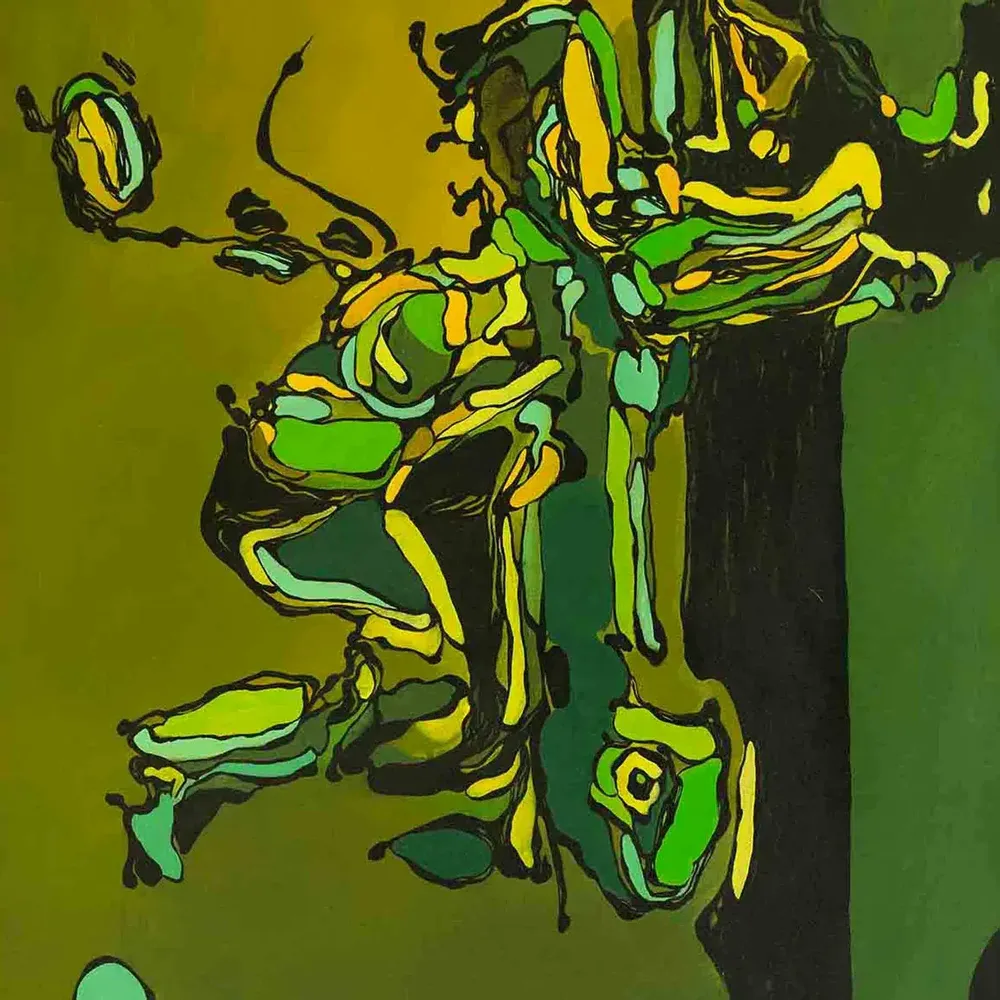 Pièces uniques - Green Dragon Art Mural | 90x140 cm - ELCIELA