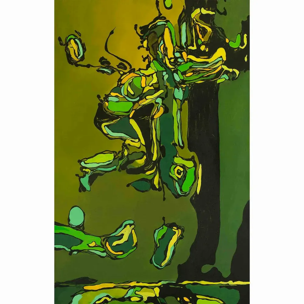 Pièces uniques - Green Dragon Art Mural | 90x140 cm - ELCIELA