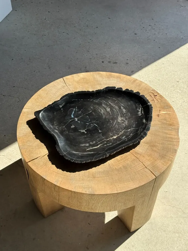 Platter and bowls - Very large empty pouch or dish in black petrified wood D35 - OFFICE OBJETS