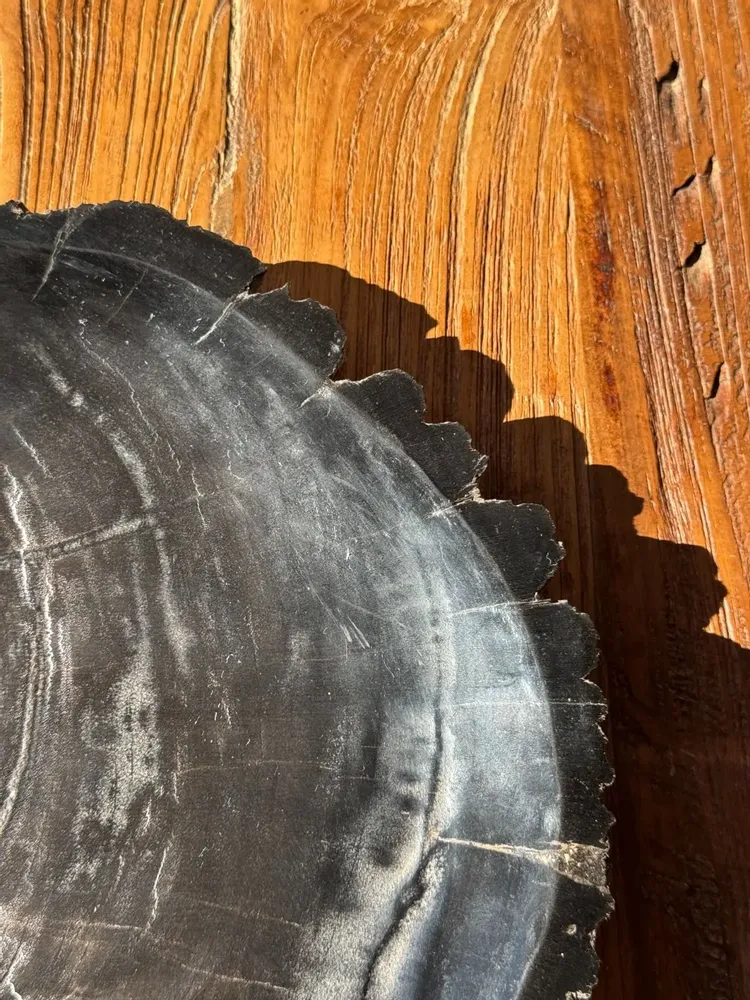 Platter and bowls - Very large empty pouch or dish in black petrified wood D35 - OFFICE OBJETS