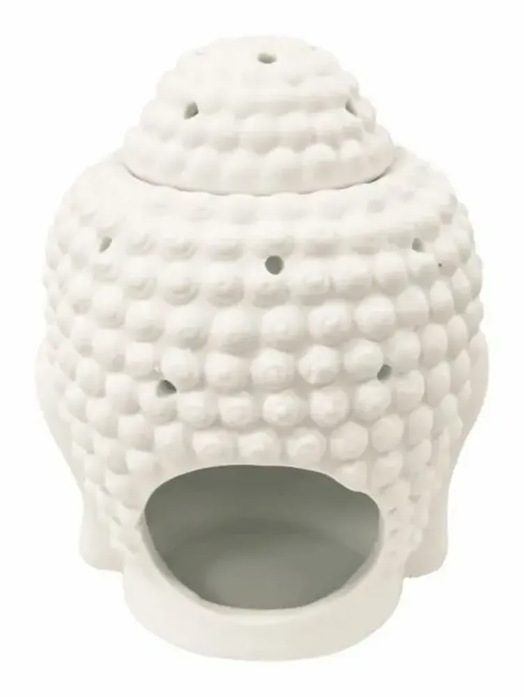 Home fragrances - Ceramic Oil Burner - White Buddha Head 14cm - ARABESK