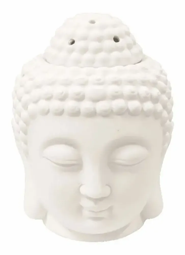 Home fragrances - Ceramic Oil Burner - White Buddha Head 14cm - ARABESK