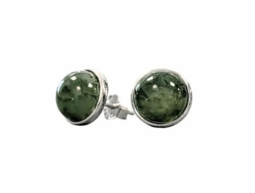 Home fragrances - 925 Silver Earrings - AA Moss Agate 8mm - ARABESK