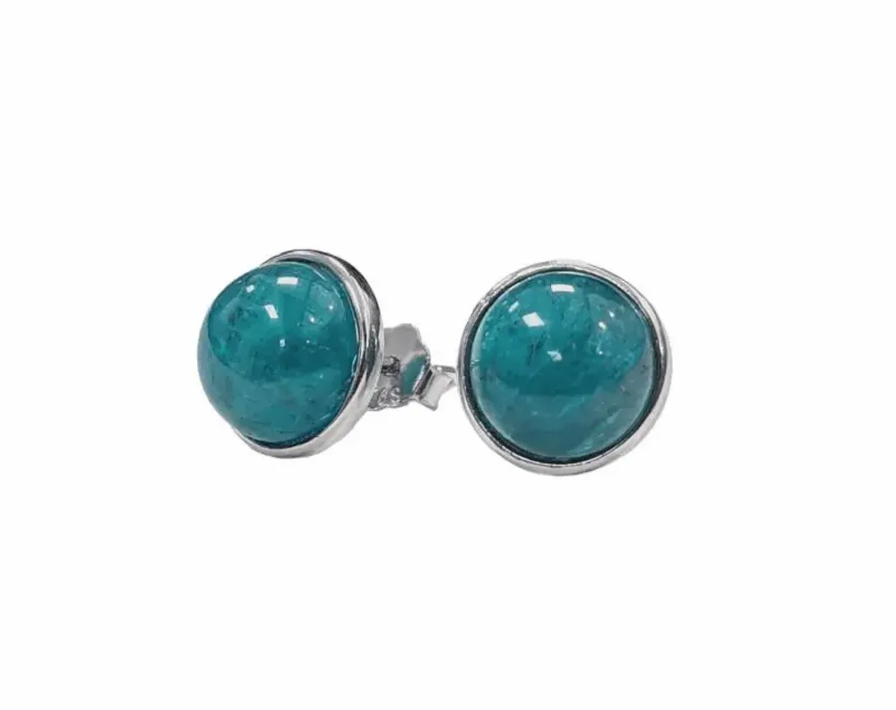 Home fragrances - 925 Silver Earrings - AA Blue Apatite 8mm - ARABESK