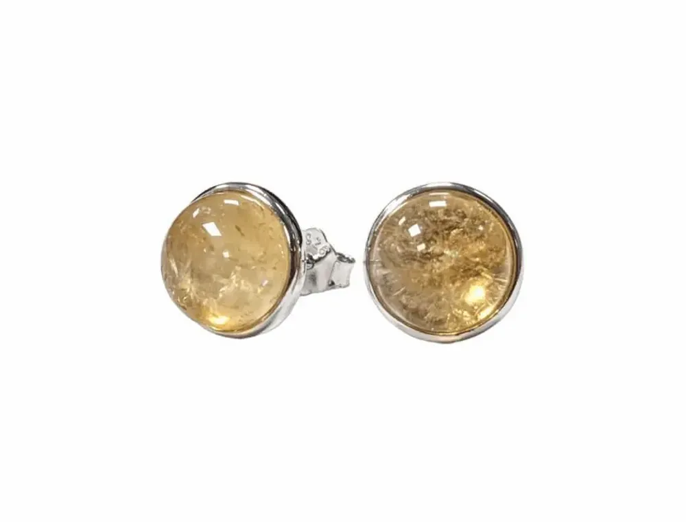 Parfums d'intérieur - Boucles d'Oreilles Argent 925 - Citrine Naturelle AA 8mm - ARABESK