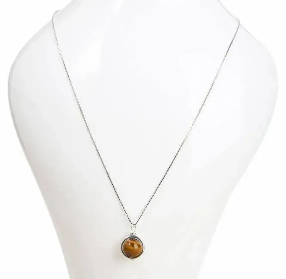Home fragrances - COllier 925 Silver - Tiger's Eye Pendant AA 10mm - ARABESK