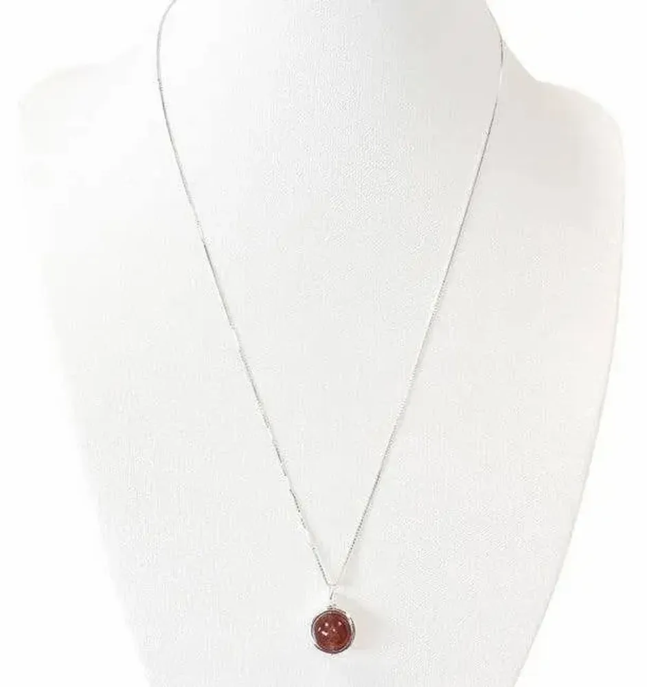Home fragrances - 925 Silver Necklace - 10mm Hematoid Strawberry Quartz Pendant - ARABESK