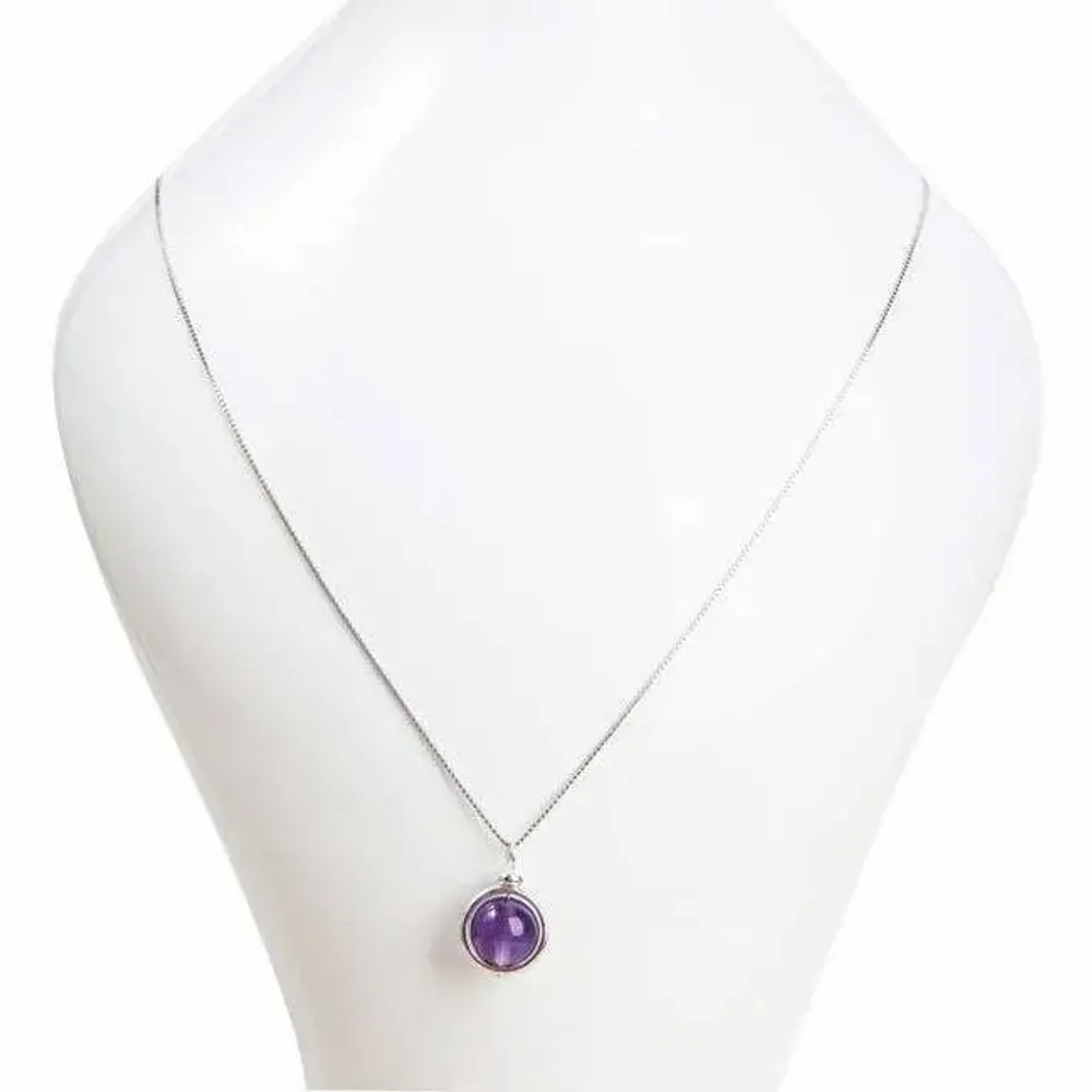Parfums d'intérieur - Collier Argent 925 - Pendentif Améthyste AA 10mm - ARABESK