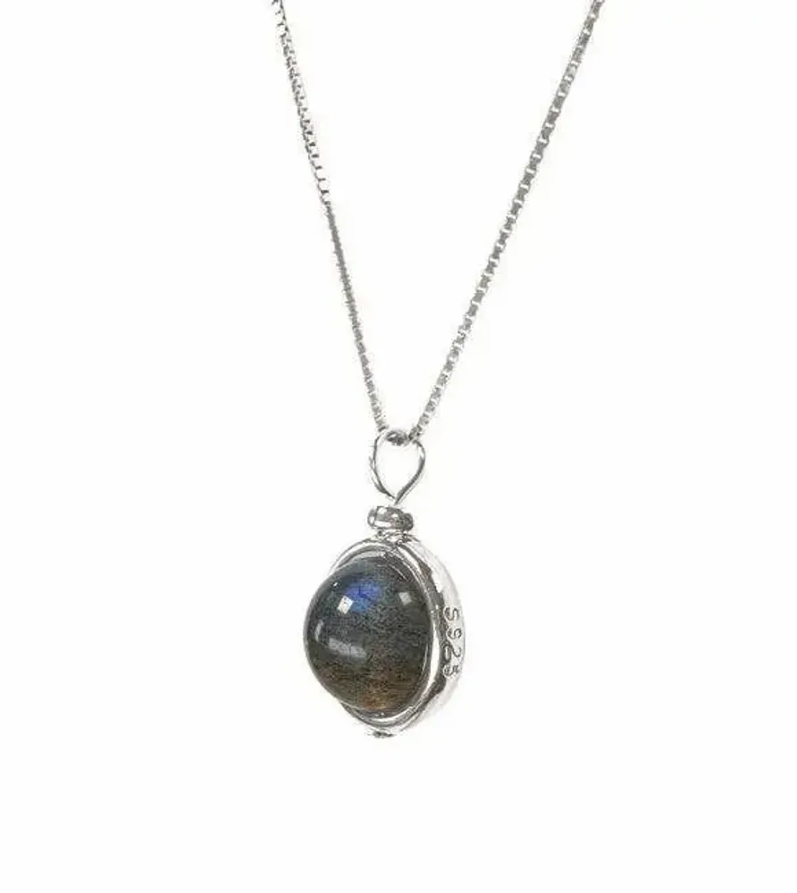 Home fragrances - 925 Silver Necklace - AA Labradorite Pendant 10mm - ARABESK