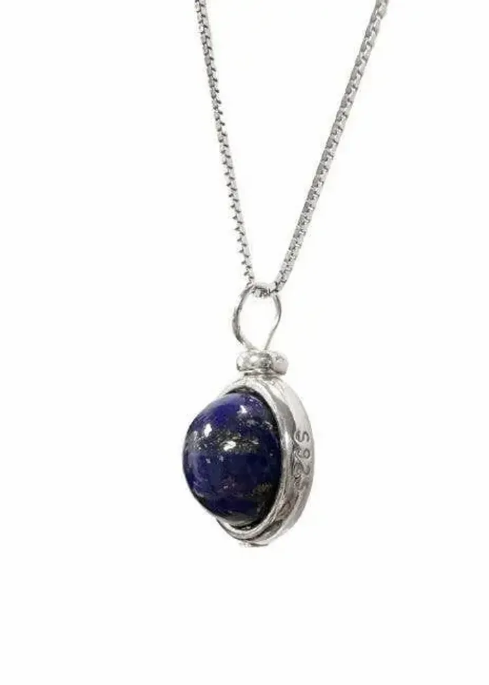 Parfums d'intérieur - Collier Argent 925 - Pendentif Lapis Lazuli AA 10mm - ARABESK