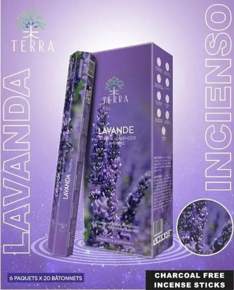Parfums d'intérieur - Encens Terra Sans Charbon Hexa - Lavande 30g - ARABESK