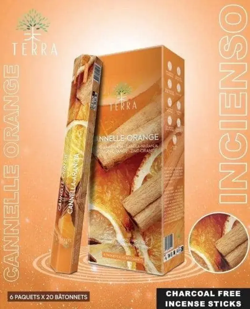 Parfums d'intérieur - Encens Terra Sans Charbon Hexa - Canelle Orange 30g - ARABESK